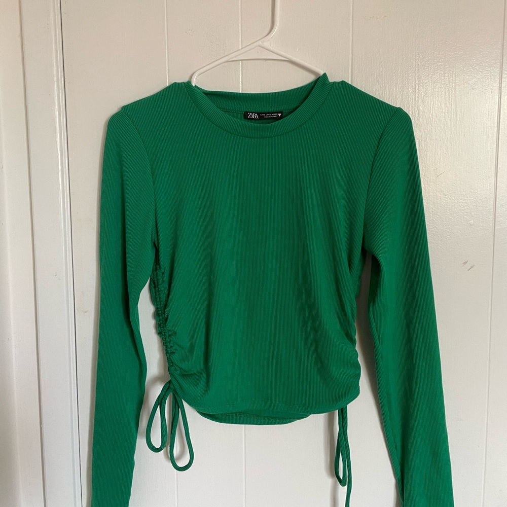 Zara Green Side Tie Up Shirt